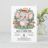 Invitation Anniversaire numérique de Boho Graceful Elephant (Debout devant)