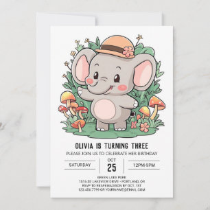 Invitation Anniversaire numérique de Boho Graceful Elephant