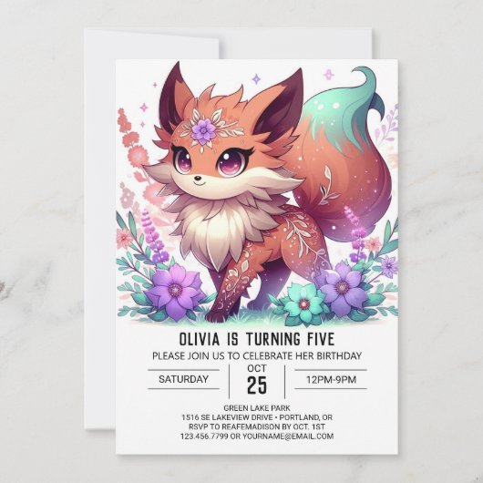 Invitation Anniversaire numérique de Fox personnalisé (Devant)