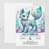 Invitation Anniversaire numérique de la fille Wolf moderne (Devant / Derrière)