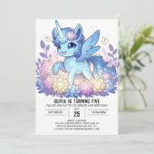 Invitation Anniversaire numérique de la licorne magique (Debout devant)