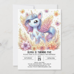 Invitation Anniversaire numérique de la licorne mignonne ench