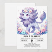 Invitation Anniversaire numérique de Lion Fun moderne (Devant / Derrière)