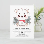 Invitation Anniversaire numérique de l'ours polaire peu encha (Debout devant)