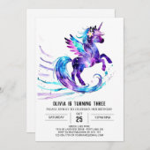 Invitation Anniversaire numérique de Unicorn sur mesure (Devant / Derrière)