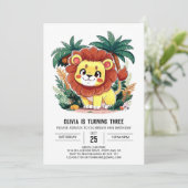 Invitation Anniversaire Numérique Du Lion Whimsical (Debout devant)