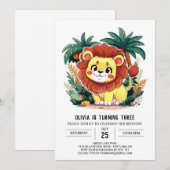 Invitation Anniversaire Numérique Du Lion Whimsical (Devant / Derrière)
