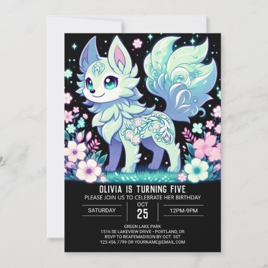 Invitation Anniversaire numérique du loup majestueux (Devant)