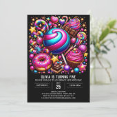 Invitation Anniversaire numérique dynamique de Candyland ench (Debout devant)