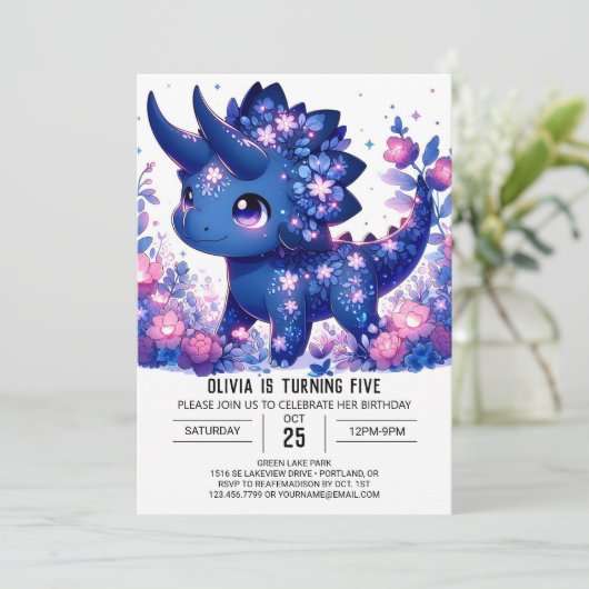 Invitation Anniversaire numérique éditable Wild Dinosaur (Debout devant)