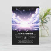 Invitation Anniversaire numérique élégant et joli céleste (Debout devant)