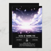 Invitation Anniversaire numérique élégant et joli céleste (Devant / Derrière)