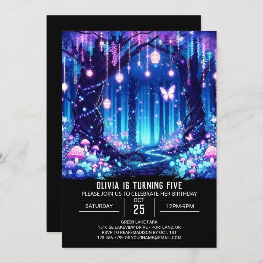 Invitation Anniversaire numérique Enchanted Sweodland (Devant / Derrière)