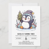 Invitation Anniversaire numérique Enchanted Winter Penguin (Devant)