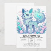 Invitation Anniversaire numérique magique enchantée Wolf (Devant / Derrière)