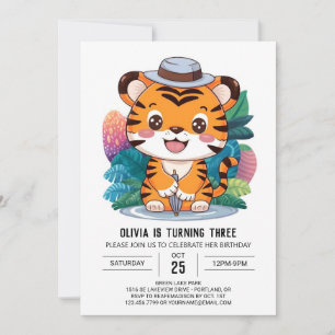 Invitation Anniversaire numérique mystique du petit tigre