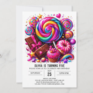 Invitation Anniversaire numérique Pastel Cute Candyland