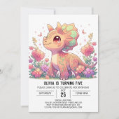 Invitation Anniversaire numérique Pastel Dino Dinosaur (Devant)