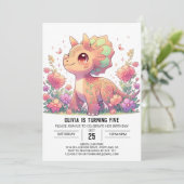 Invitation Anniversaire numérique Pastel Dino Dinosaur (Debout devant)