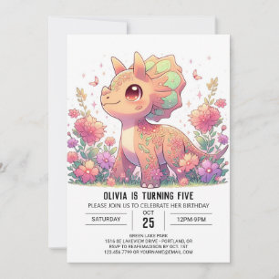 Invitation Anniversaire numérique Pastel Dino Dinosaur