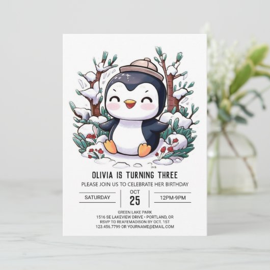 Invitation Anniversaire numérique simple enchantée (Debout devant)