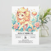 Invitation Anniversaire numérique simple Lion (Debout devant)