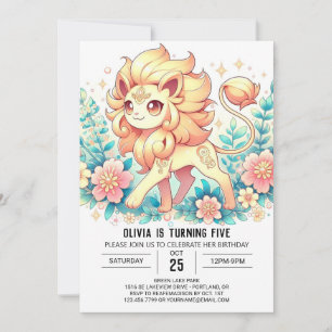 Invitation Anniversaire numérique simple Lion
