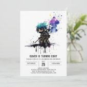 Invitation Anniversaire numérique sur mesure Pastel Ninja Boy (Debout devant)