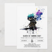 Invitation Anniversaire numérique sur mesure Pastel Ninja Boy (Devant / Derrière)