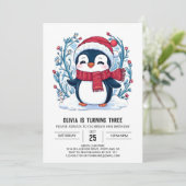 Invitation Anniversaire numérique Whimsical Little Penguin (Debout devant)