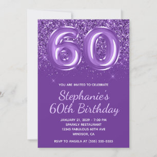 Invitation Anniversaire Numéro 60 Royal Violet Étincelant