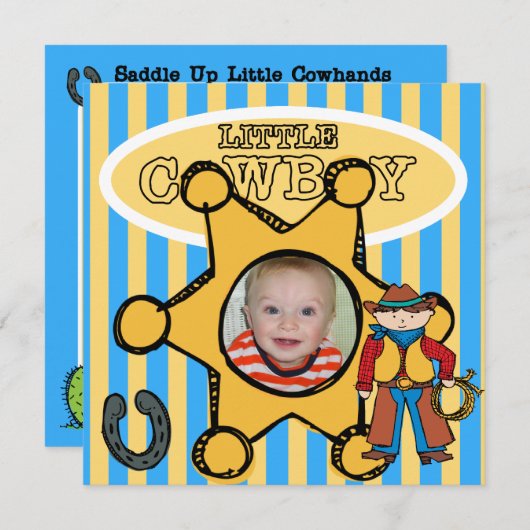 Invitation Anniversaire occidental cowboy fait sur commande (Devant / Derrière)