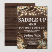 Invitation Anniversaire occidental Cowboy fête d'anniversaire (Devant / Derrière)