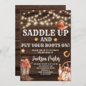 Invitation Anniversaire occidental Cowboy fête d'anniversaire (Devant / Derrière)