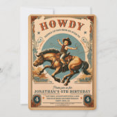 Invitation Anniversaire occidental de Cowboy vintage (Devant)