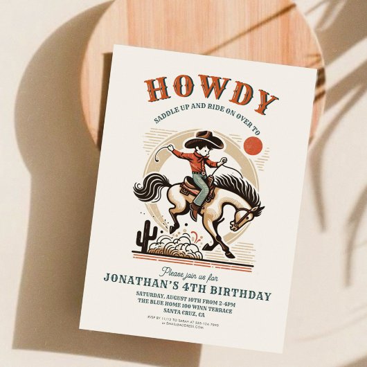 Invitation Anniversaire occidental de Cowboy vintage