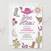 Invitation Anniversaire occidental rodéo rose (Devant)