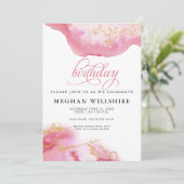 Invitation Anniversaire Octobre Tourmaline Watercolor Geode (Debout devant)