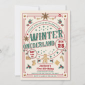 Invitation Anniversaire ONEderland Cookie Noël Hiver (Devant)