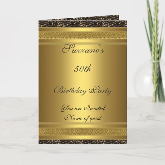 Invitation anniversaire or 50 ans (Devant)