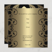 Invitation Anniversaire Or Black Floral 2 (Devant / Derrière)