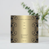 Invitation Anniversaire Or Black Floral 2 (Debout devant)