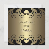 Invitation Anniversaire Or Black Floral 2 (Dos)