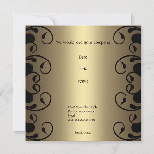 Invitation Anniversaire Or Black Floral 2 (Devant)