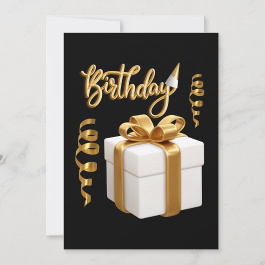 Invitation Anniversaire Or Blanc (Devant)