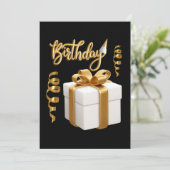 Invitation Anniversaire Or Blanc (Debout devant)