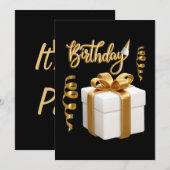 Invitation Anniversaire Or Blanc (Devant / Derrière)