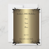 Invitation Anniversaire Or Blanc & Noir Floral Gla (Dos)