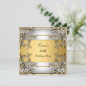 Invitation anniversaire or et argent (Debout devant)