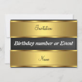 Invitation Anniversaire Or et Noir (Devant)